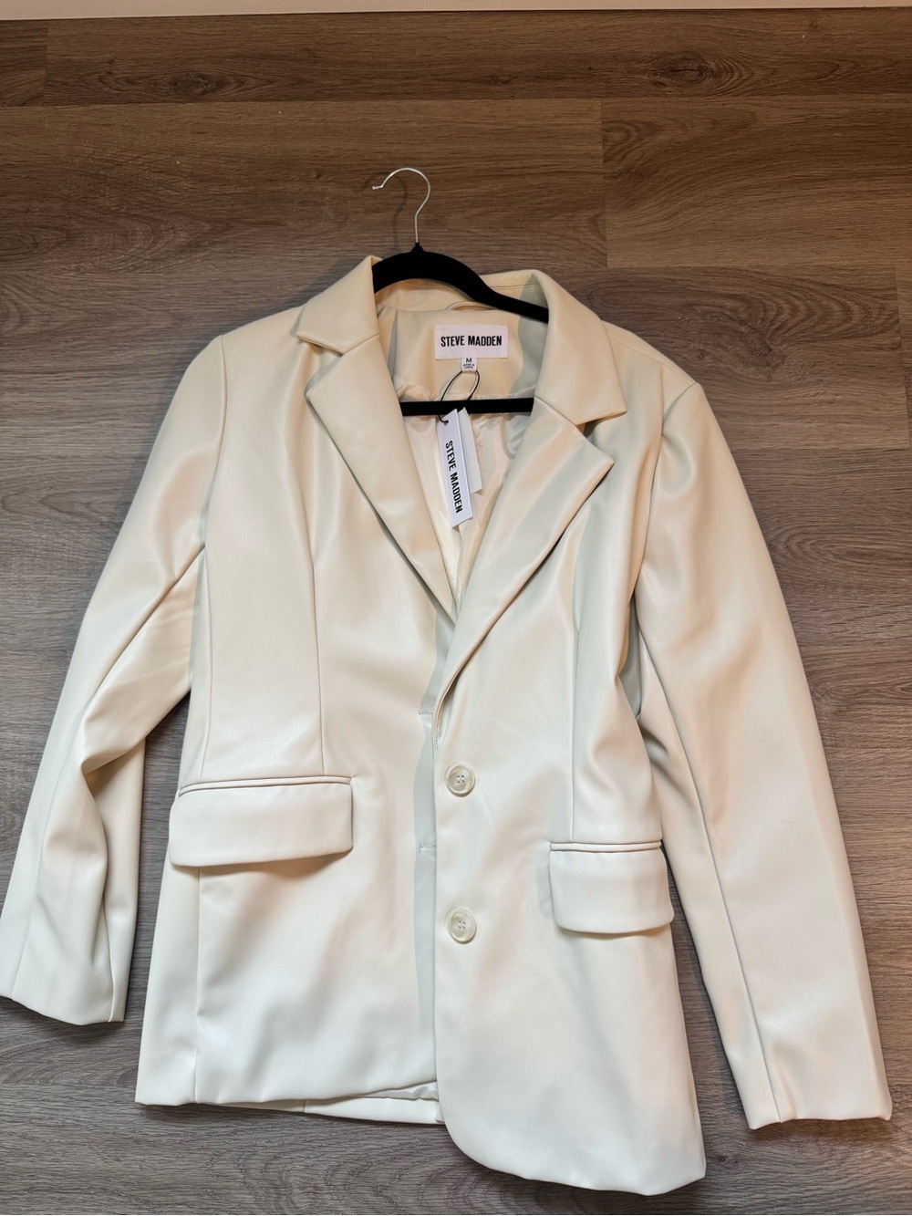 Steve Madden Cream Leather Blazer Jacket